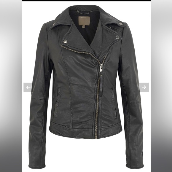 Muubaa Sabik Leather Biker Jacket in Black US 8 100% Sheep Skin - Picture 3 of 17